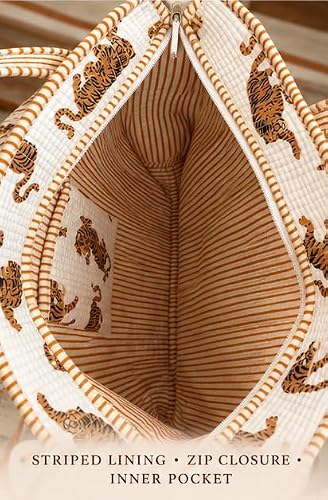 BohoHome Premium Quilted Cotton Tote Bag – Large Capacity Handmade Exotic Tropical Prints Foldable and Ideal for Travel Shopping Beach Trips or Daily Essentials