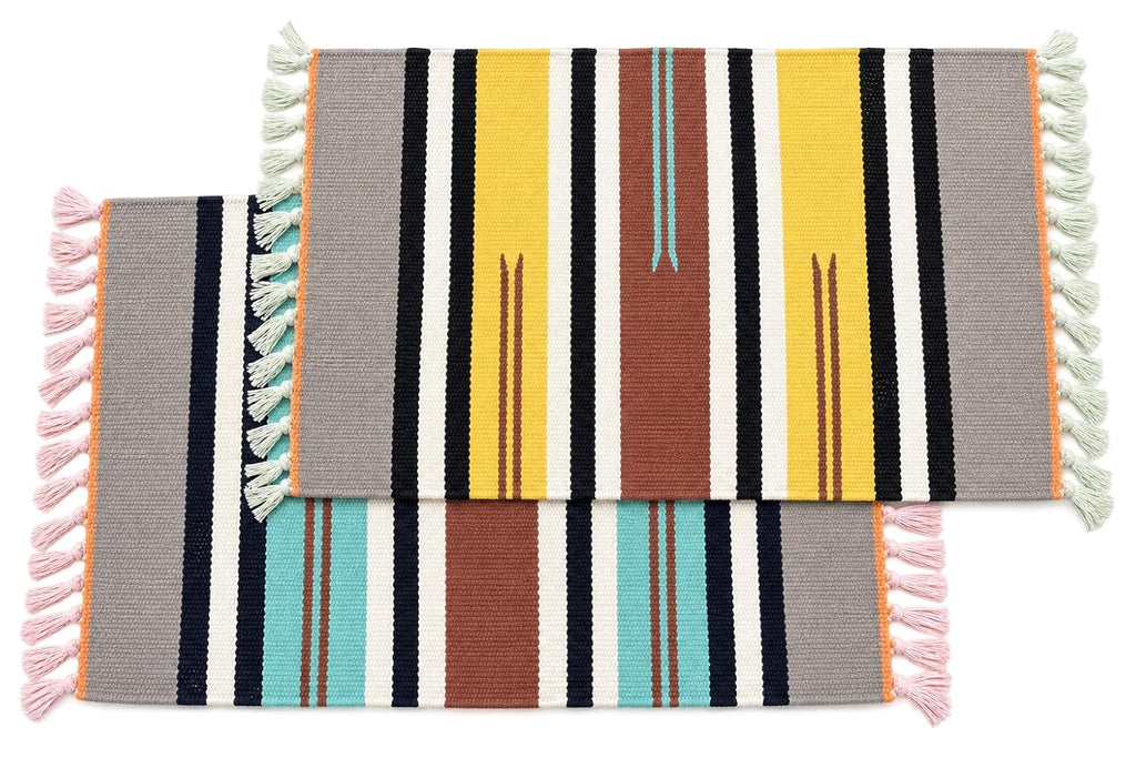 Bohohome - Anti Slip Rectangular Door Mat, Pure Cotton, 40X60 Cm, Water Absorbing, Machine Washable Floor Mats, Best Use in Bathroom, Kitchen, Bedroom Etc. Multicolor. Pack of 2