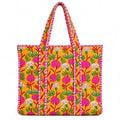 BohoHome Premium Quilted Cotton Tote Bag – Large Capacity Handmade Exotic Tropical Prints Foldable and Ideal for Travel Shopping Beach Trips or Daily Essentials