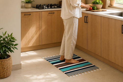 Bohohome - Anti Slip Rectangular Door Mat, Pure Cotton, 40X60 Cm, Water Absorbing, Machine Washable Floor Mats, Best Use in Bathroom, Kitchen, Bedroom Etc. Multicolor. Pack of 2