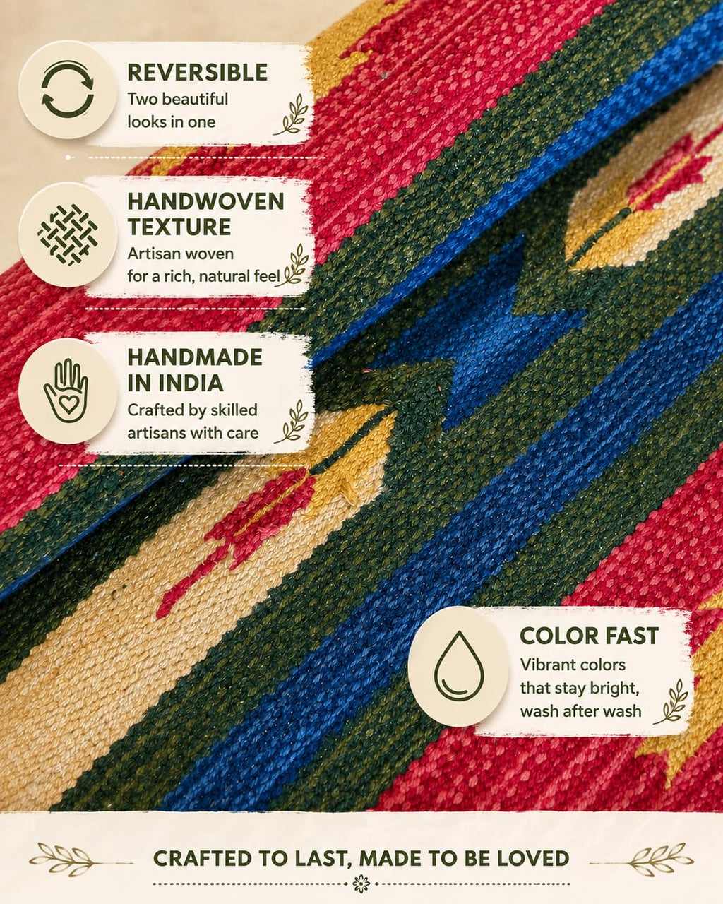 Bohohome Premium Cotton Traditional Design Rectangular Shape Door Mat Combo (Multicolour, 40X60Cm, Small) 5Pc