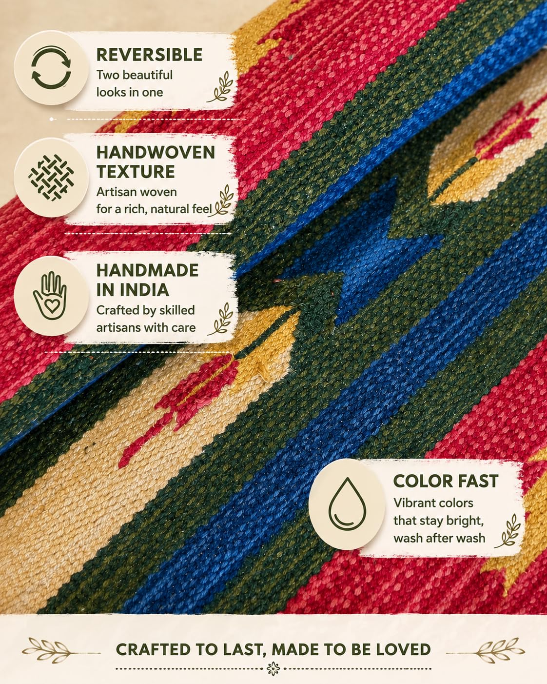 Bohohome Premium Cotton Traditional Design Rectangular Shape Door Mat Combo (Multicolour, 40X60Cm, Small) 5Pc