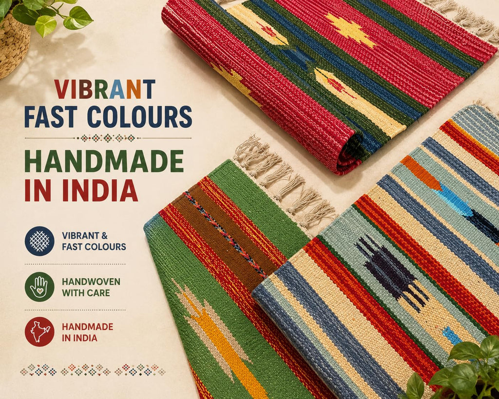 Bohohome Premium Cotton Traditional Design Rectangular Shape Door Mat Combo (Multicolour, 40X60Cm, Small) 5Pc