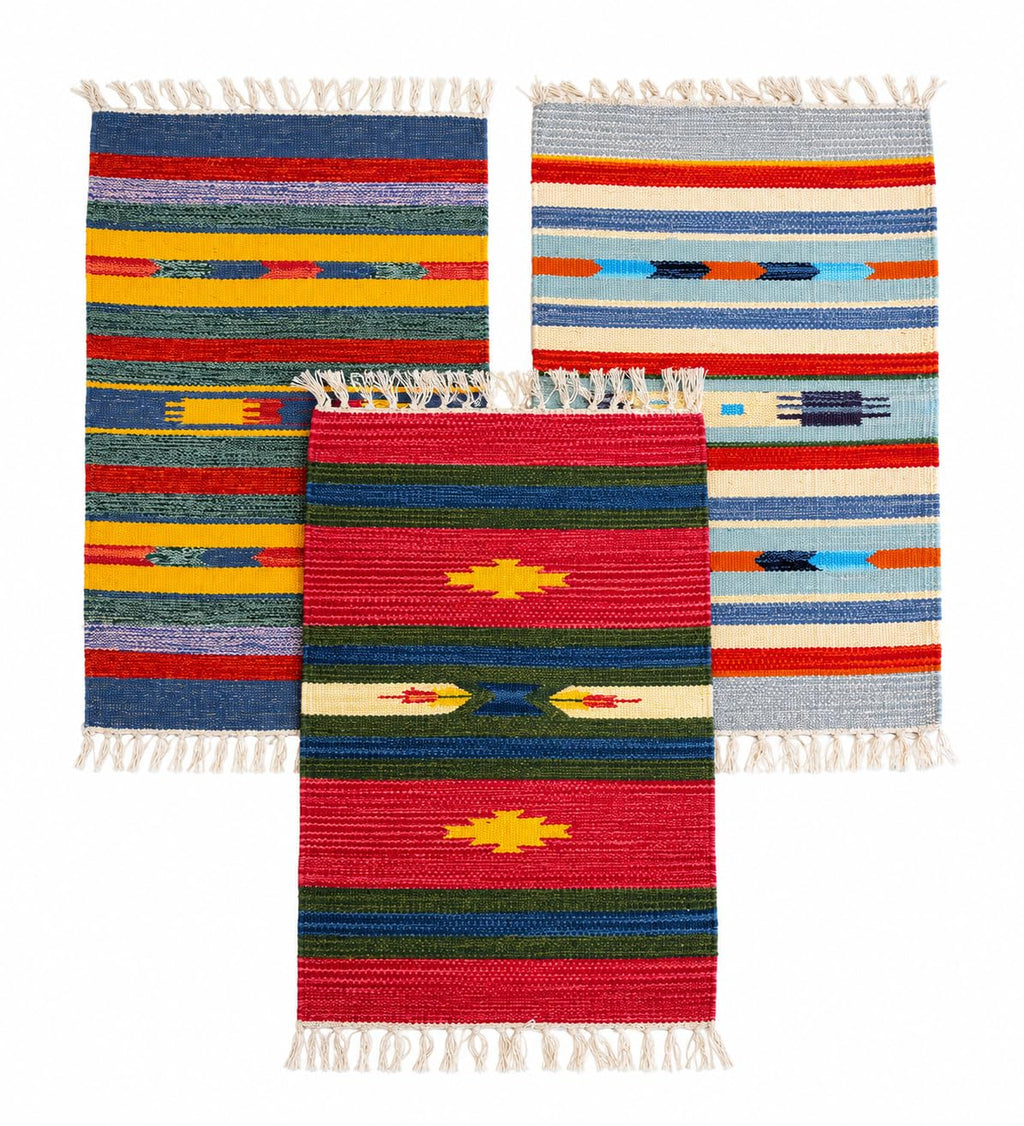 Bohohome Premium Cotton Traditional Design Rectangular Shape Door Mat Combo (Multicolour, 40X60Cm, Small) 5Pc